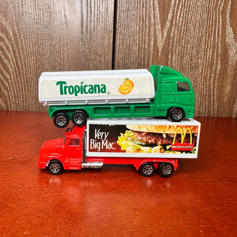 Hot Wheels 1996 Mattel McDonalds Big Mac and Tropicana Semi Truck Diecast Lot